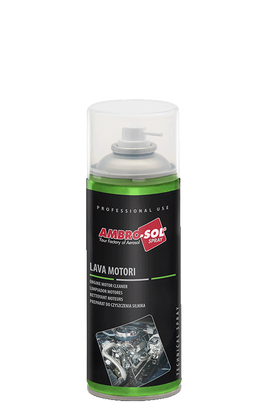 AMBRO-SOL LIMPIADOR DE MOTORES SPRAY 400ML Limpiador de motores Ambro-Sol spray 400ml para eliminar grasa y aceite de motores.